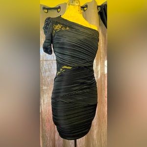 Arden B asymmetrical black cocktail dress